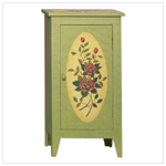 GREEN FLORAL WOOD CABINET